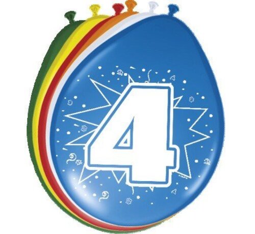 Ballonnen 4 jaar - 8 stuks