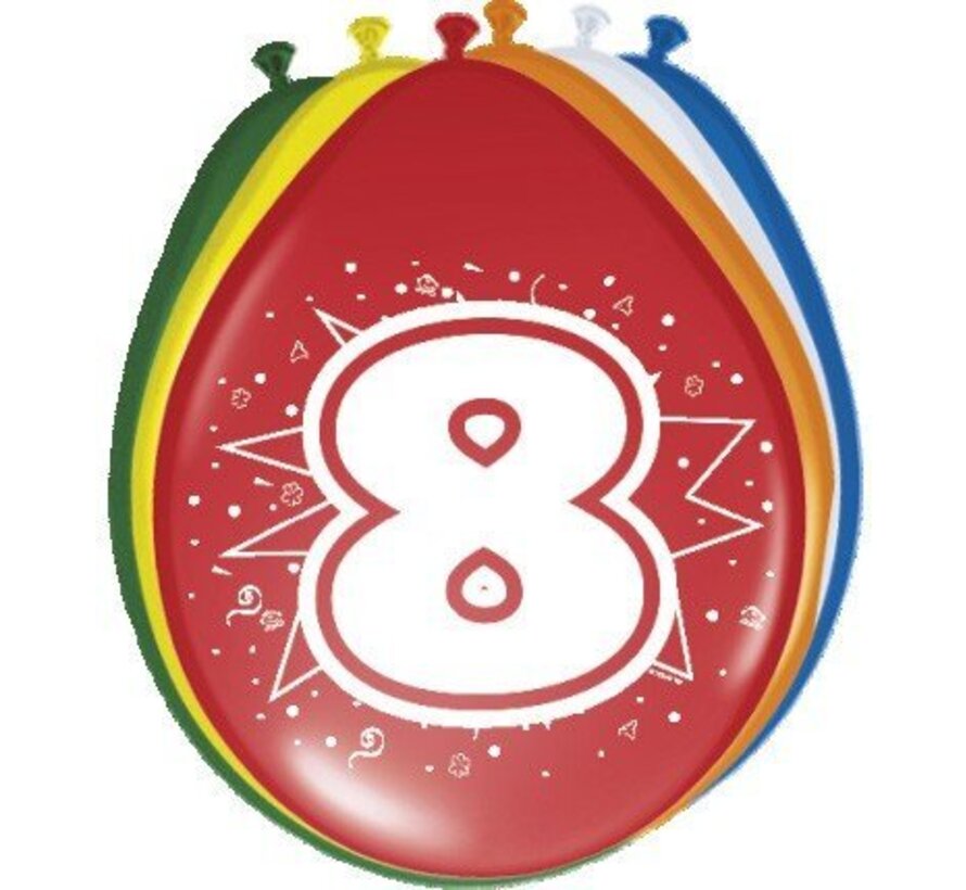 Ballonnen 8 jaar - 8 stuks
