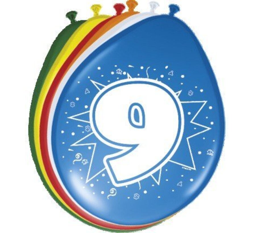 Ballonnen 9 jaar - 8 stuks