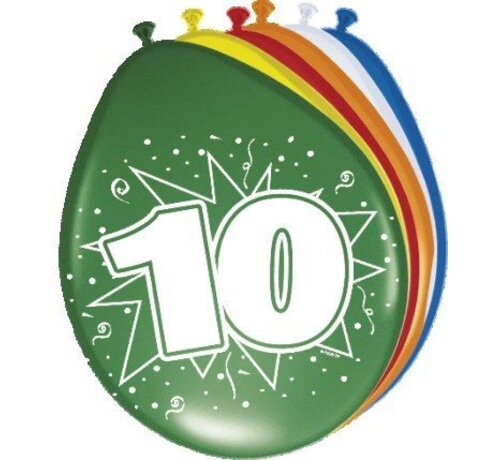 Ballonnen 10 jaar - 8 stuks