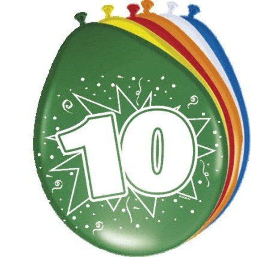 Ballonnen 10 jaar - 8 stuks