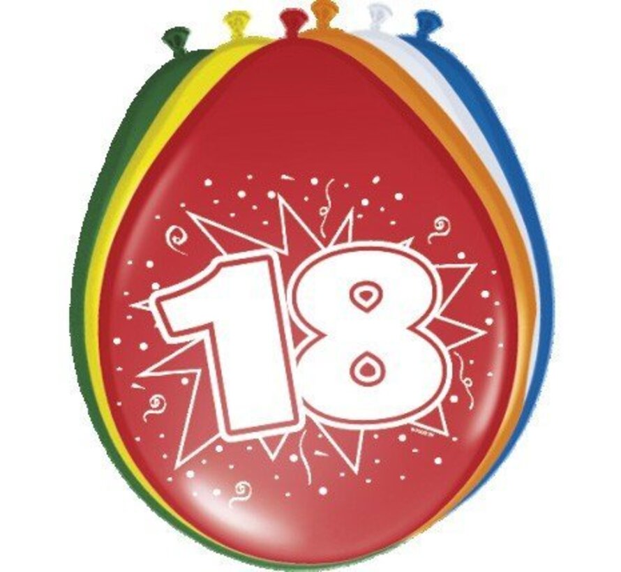 Ballonnen 18 jaar - 8 stuks