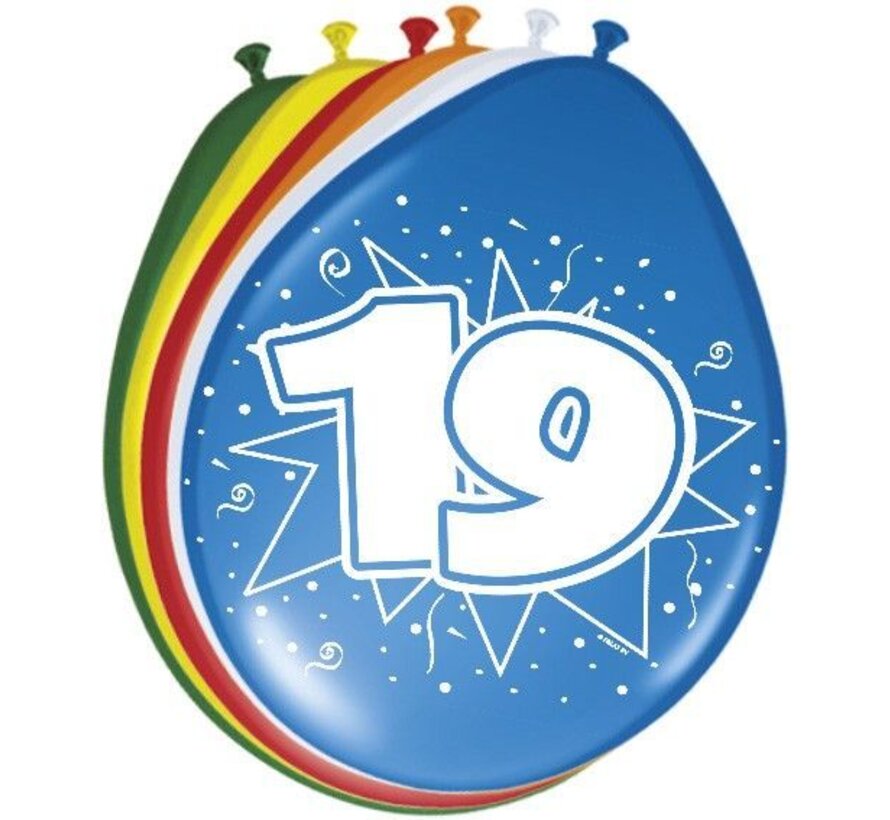 Ballonnen 19 jaar - 8 stuks