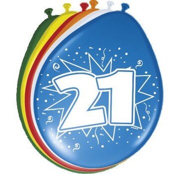 Ballonnen 21 jaar - 8 stuks