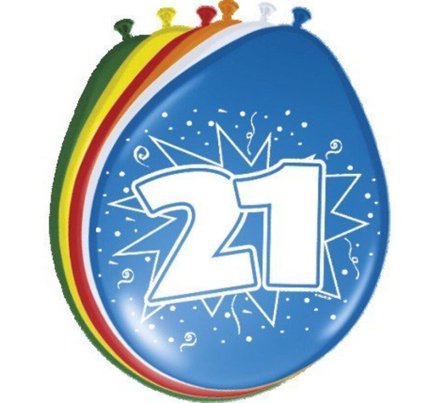 Ballonnen 21 jaar - 8 stuks