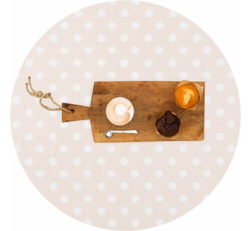 MixMamas Europees Eco tafelzeil beigewit grote stip rond 140cm