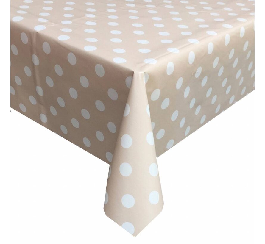 Europees Eco tafelzeil beigewit grote stip rond 140cm
