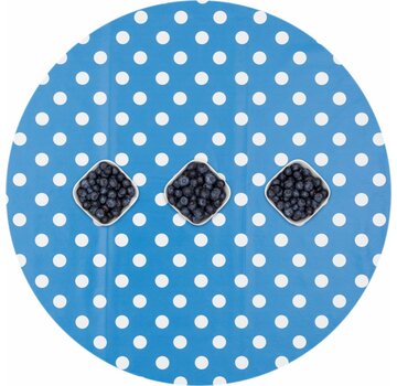 MixMamas Tafelzeil Eco blauw-wit grote stip rond 140cm