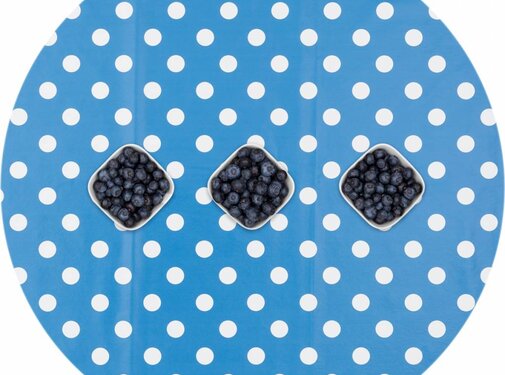 MixMamas Tafelzeil Eco blauw-wit grote stip rond 140cm