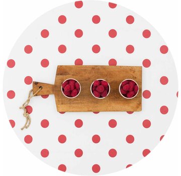 MixMamas Tafelzeil Eco Wit met rode stippen rond 140cm