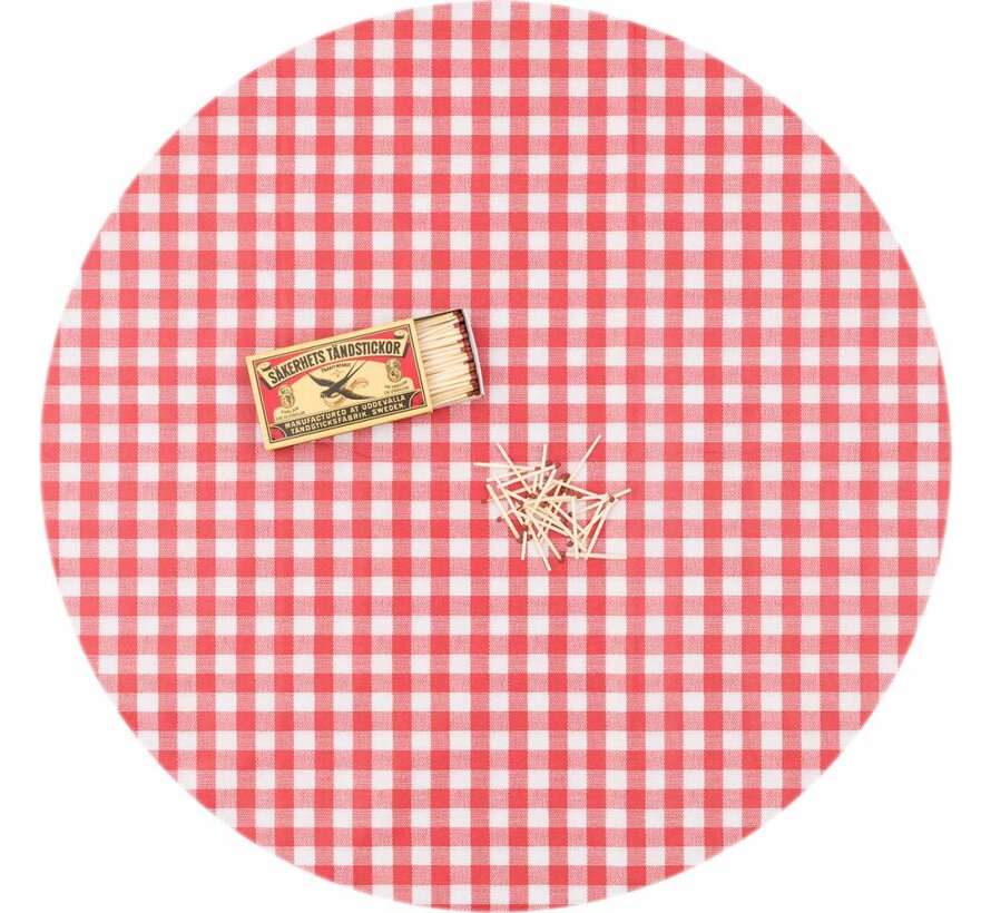 Europees Eco tafelzeil ruitje rood rond 140cm