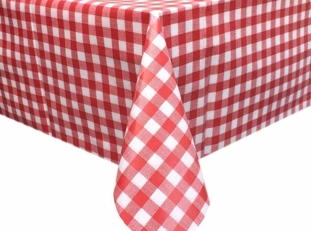 MixMamas Tafelzeil Eco ruitje rood rond 140cm