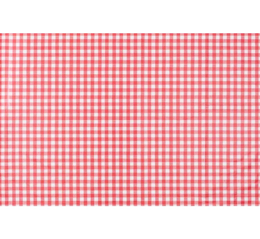 Europees Eco tafelzeil ruitje rood rond 140cm