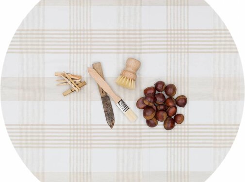 MixMamas Tafelzeil Eco theedoek beige rond 140cm