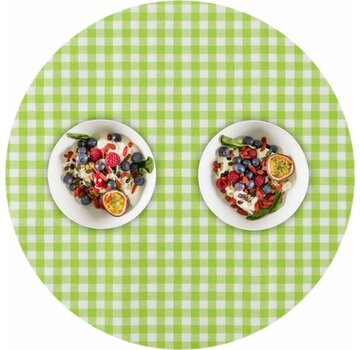 MixMamas Tafelzeil Eco ruitje lichtgroen rond 140cm