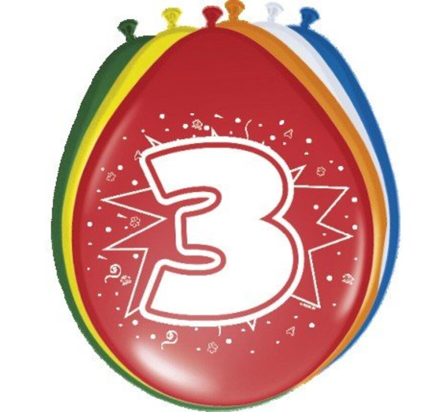 Ballonnen 3 jaar - 8 stuks