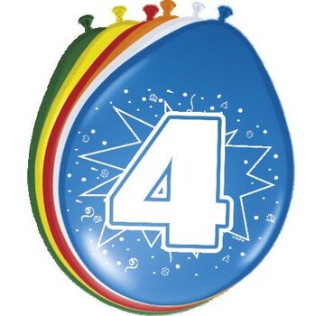 Ballonnen 4 jaar - 8 stuks
