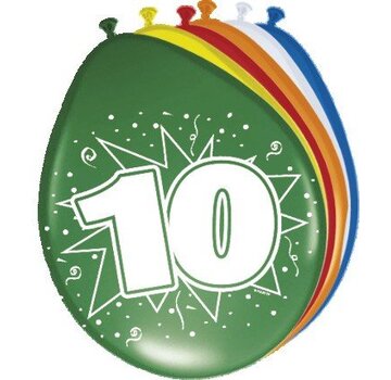 Ballonnen 10 jaar - 8 stuks