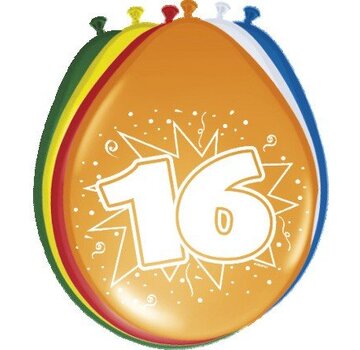 Ballonnen 16 jaar - 8 stuks