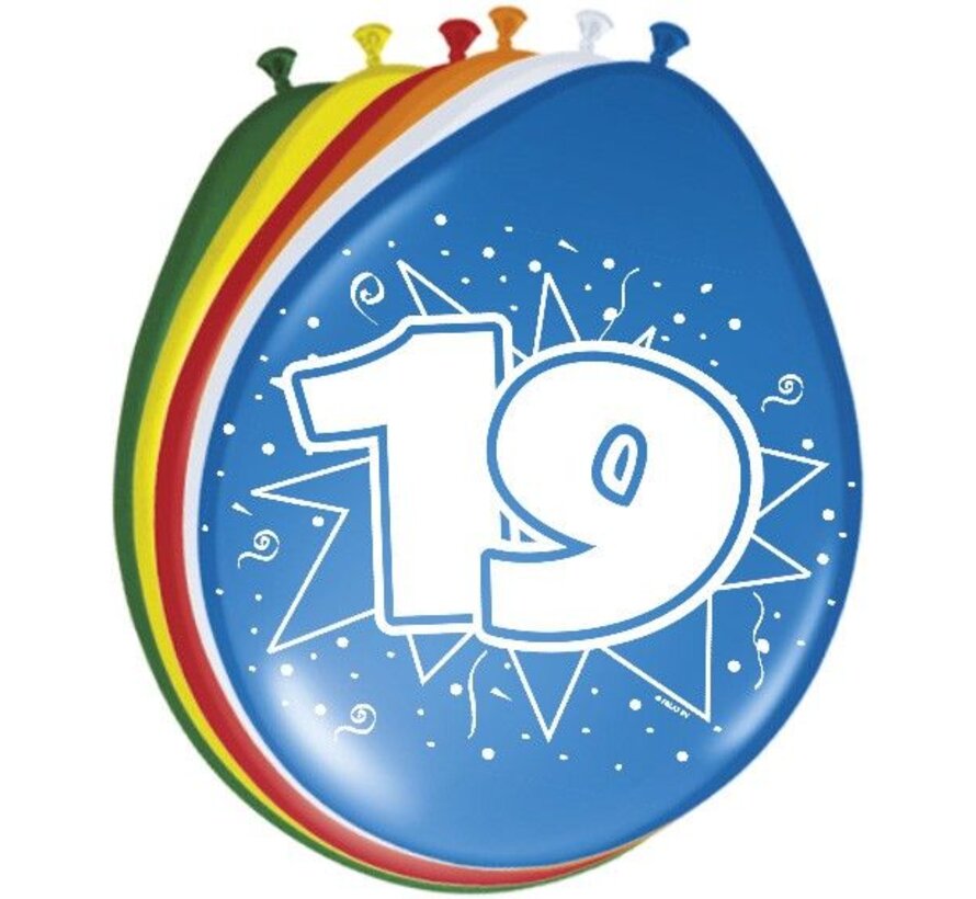 Ballonnen 19 jaar - 8 stuks
