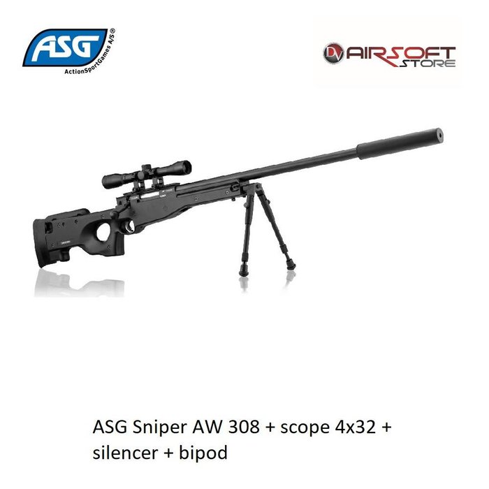 ASG ASG Sniper AW 308 + scope 4x32 + silencer + bipod