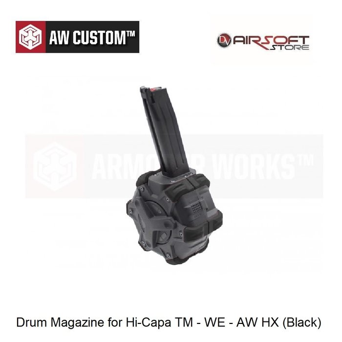 Armorer Works Drum Magazine for Hi-Capa TM - WE - AW HX (Black)