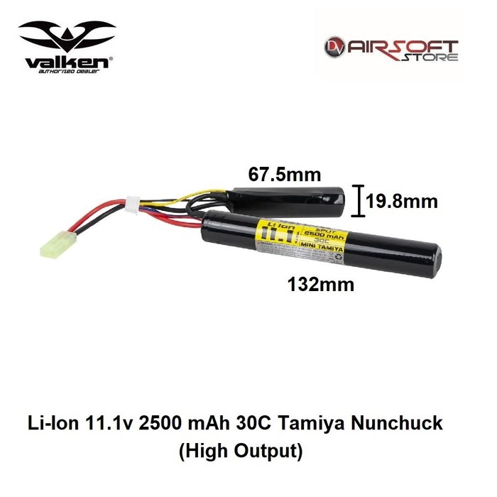 VALKEN Li-Ion 11.1v 2500 mAh 30C Tamiya Nunchuck (High Output)