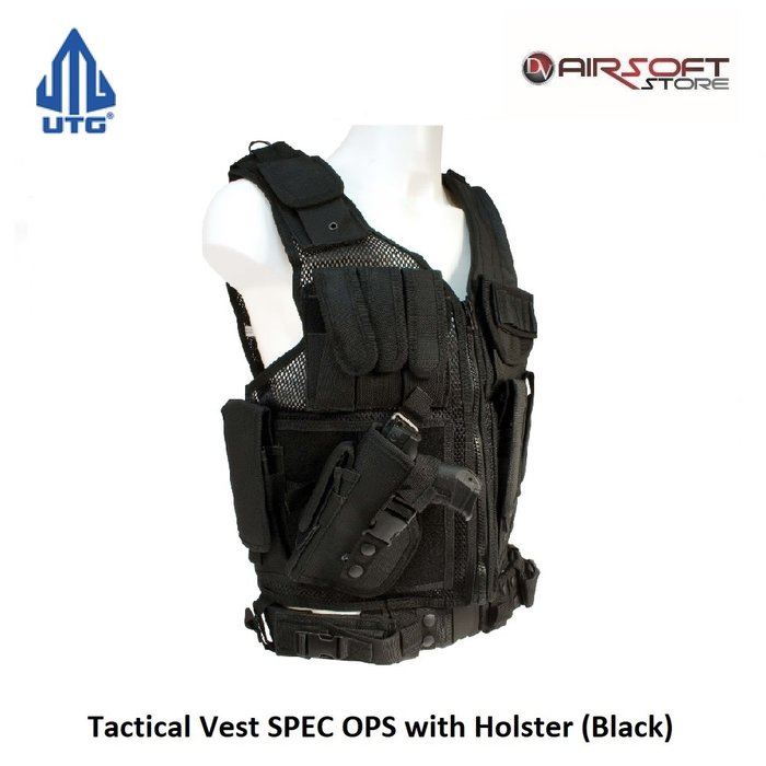 Tactical Vest SPEC OPS with Holster (Black) left handed Airsoft Store