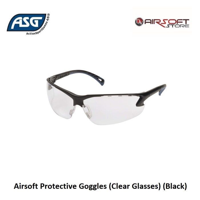 ASG Airsoft Protective Goggles (Clear Glasses) (Black)
