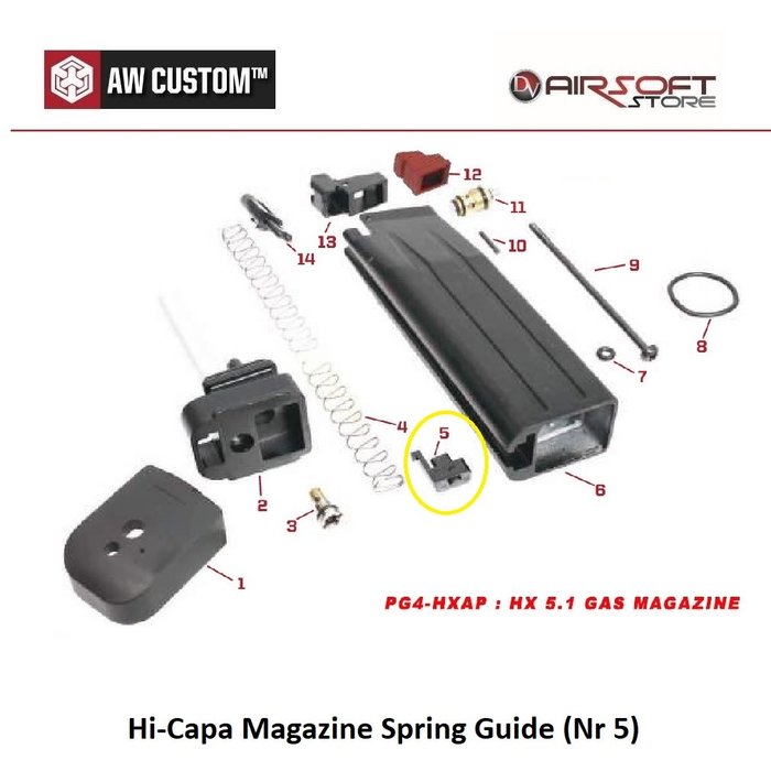 Armorer Works Hi-Capa Magazine Spring Guide (Nr 5)