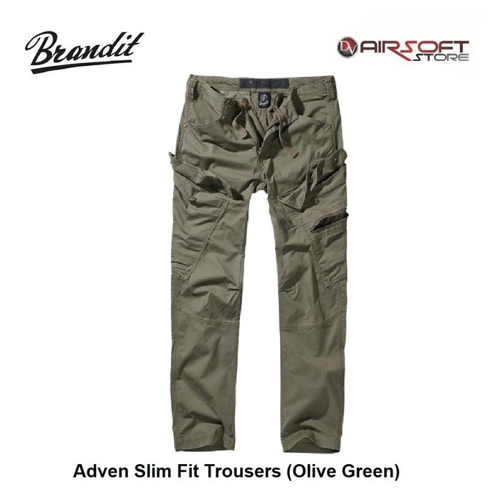 Brandit Adven Slim Fit Trousers (Olive Green)