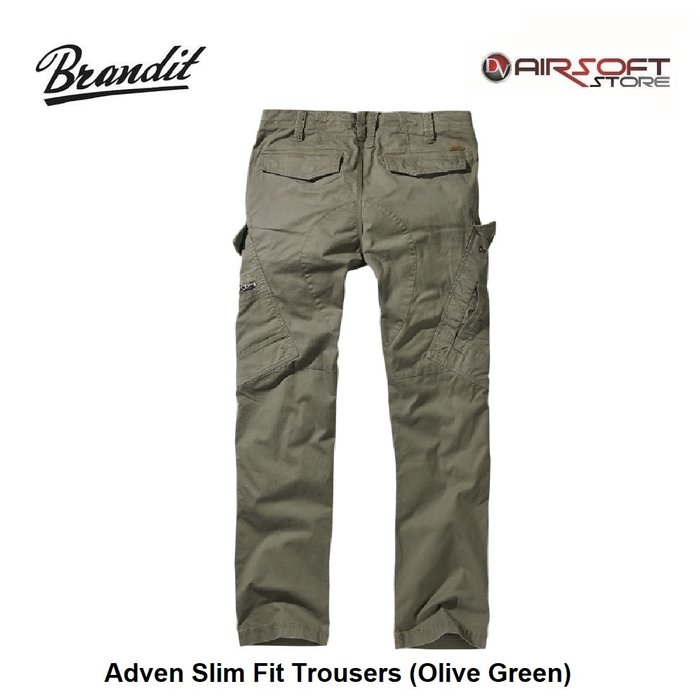 Brandit Adven Slim Fit Trousers (Olive Green)