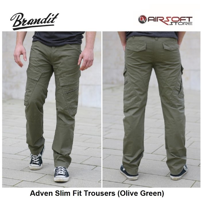 Brandit Adven Slim Fit Trousers (Olive Green)