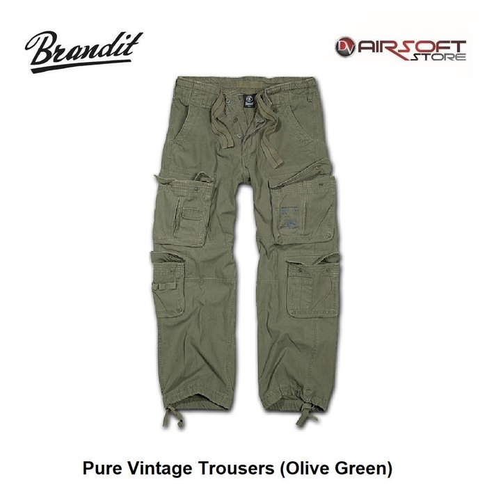 Brandit Pure Vintage Trousers (Olive Green)