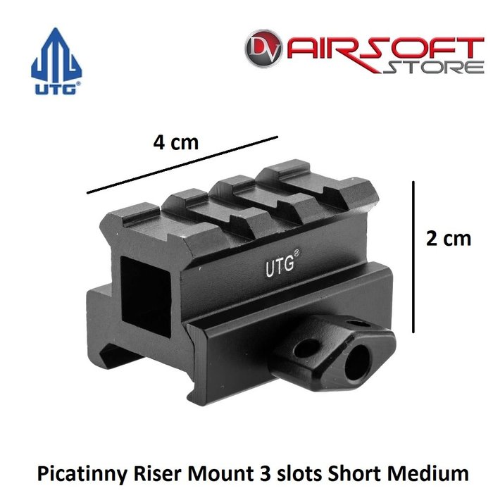 UTG Picatinny Riser Mount 3 slots Short Medium