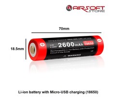 Klarus Li-ion battery with Micro-USB charging (18650)