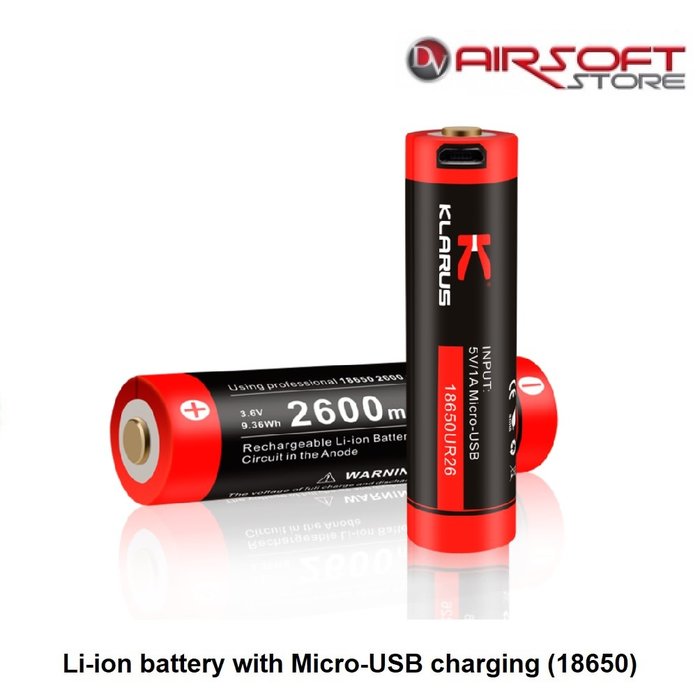 Klarus Li-ion battery with Micro-USB charging (18650)
