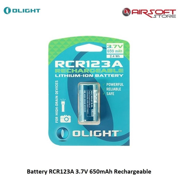 Olight Battery RCR123A 3.7V 650mAh Rechargeable