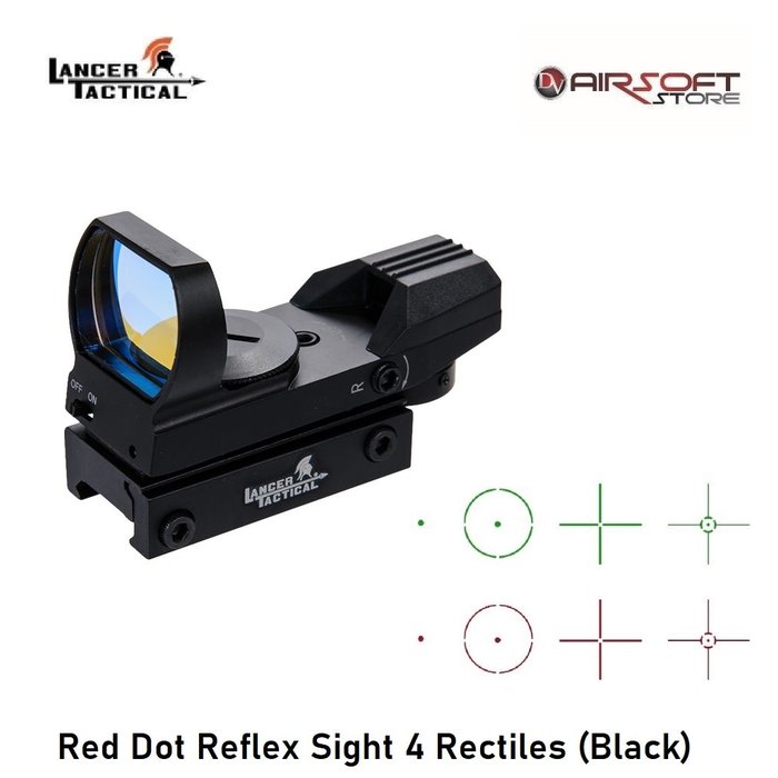 Lancer Tactical Red Dot Reflex Sight 4 Rectiles (Black)