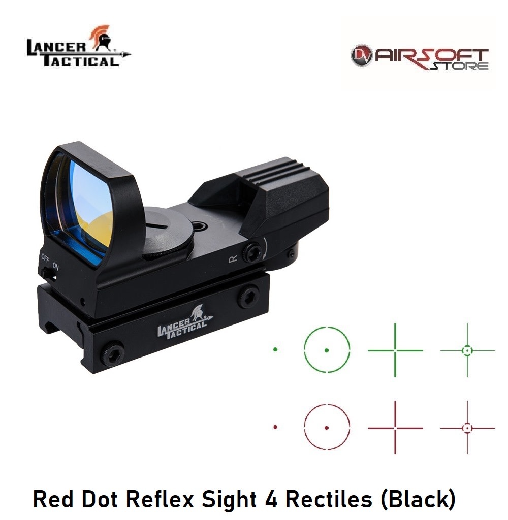 Lancer Tactical Red Dot Reflex Sight 4 Rectiles (Black)