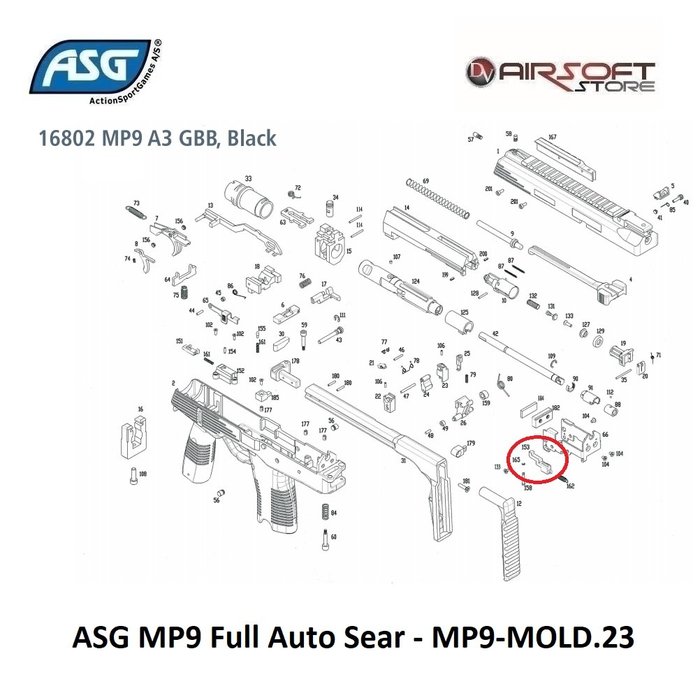ASG MP9 Full Auto Sear - MP9-MOLD.23 - part 153