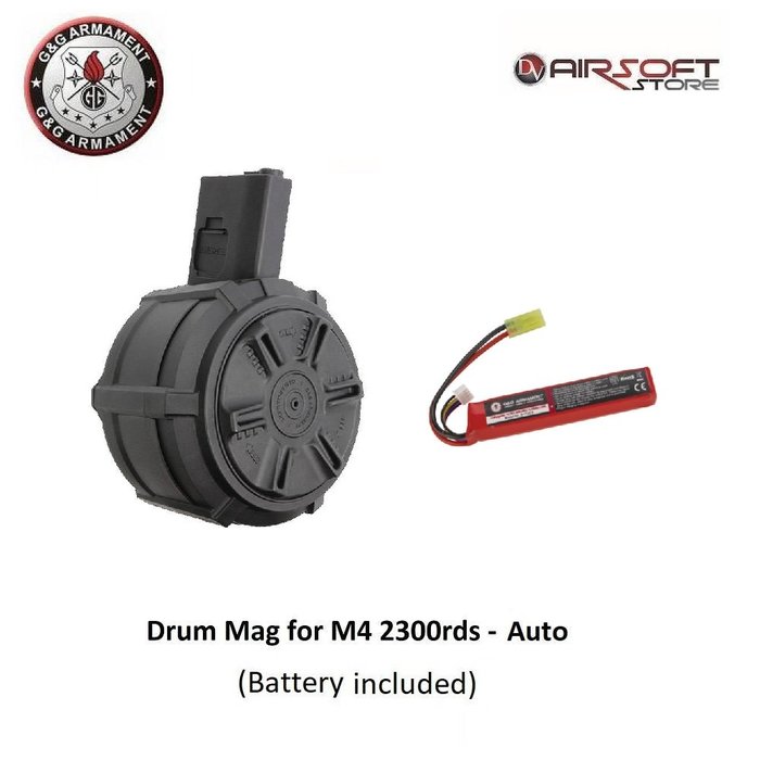 G&G Drum Mag for M4 2300rds - Auto with battery