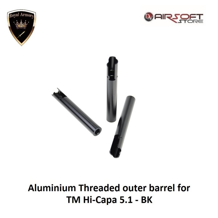 Royal Armory Aluminium Threaded outer barrel for TM Hi-Capa 5.1 - BK