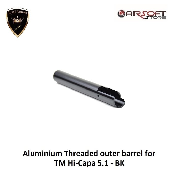 Royal Armory Aluminium Threaded outer barrel for TM Hi-Capa 5.1 - BK