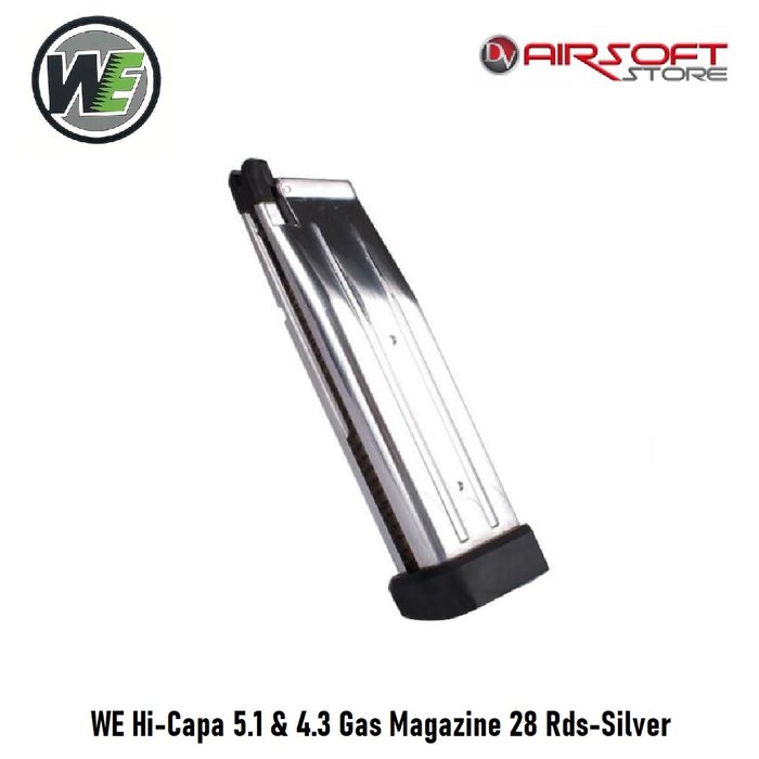 WE (Wei Tech) WE Hi-Capa 5.1 & 4.3 Gas Magazine 28 Rds-Silver