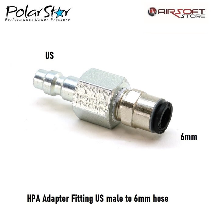 Polarstar HPA Adapter Fitting US male to 6mm hose