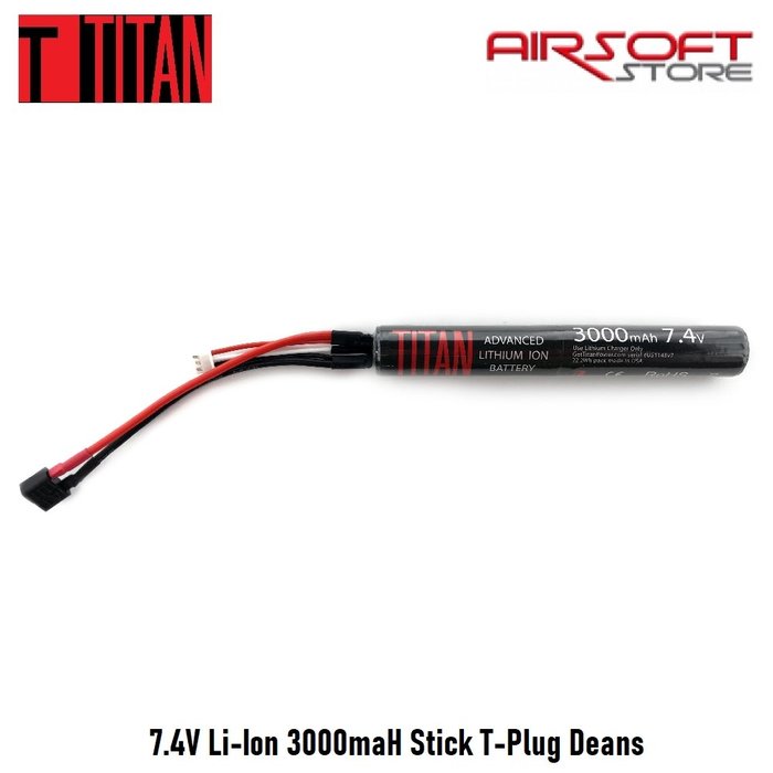 Titan 7.4V Li-Ion 3000maH Stick T-Plug Deans