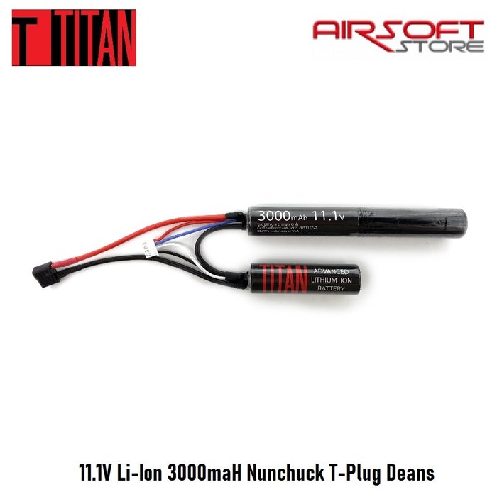 Titan 11.1V Li-Ion 3000maH Nunchuck T-Plug Deans