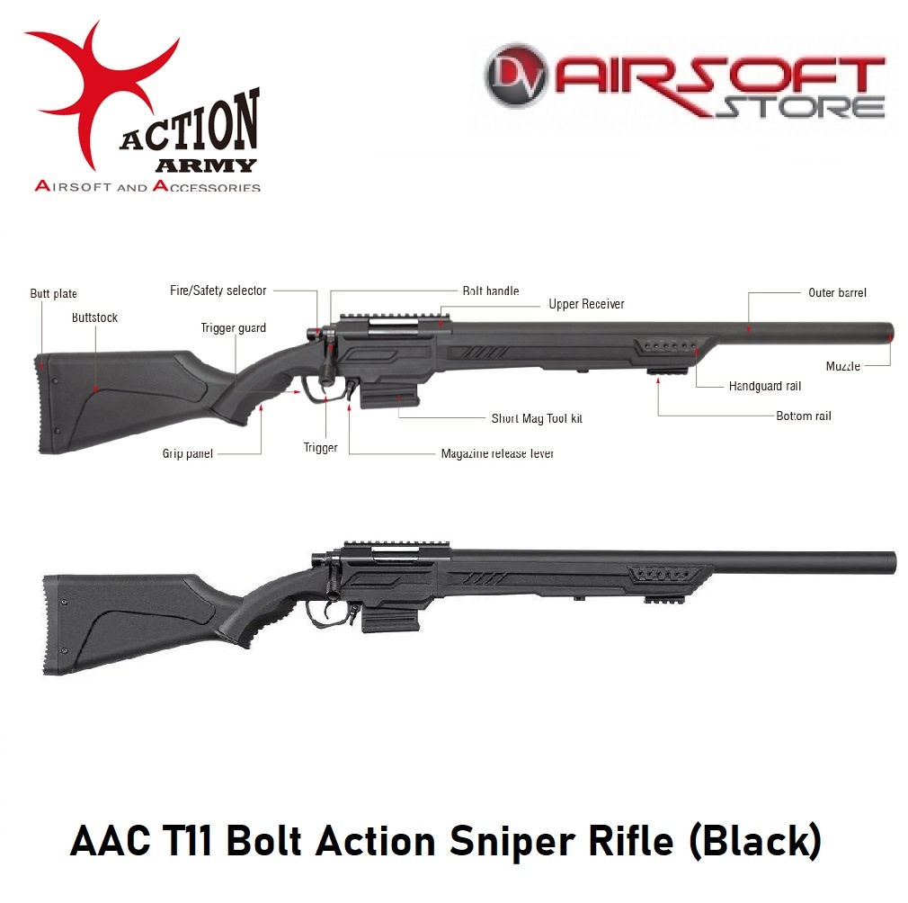 Action Army AAC T11 Bolt Action Sniper Rifle (Black)