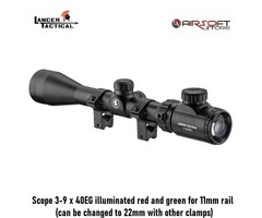 Lancer Tactical Scope 3-9 x 40EG illuminated red and green for 11mm rail